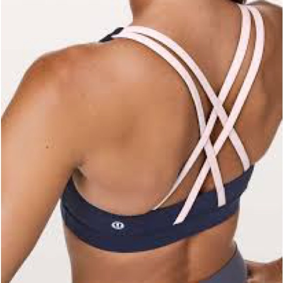 Lululemon Energy Bra Sz 6 in true navy/smoky blush - Picture 2 of 4